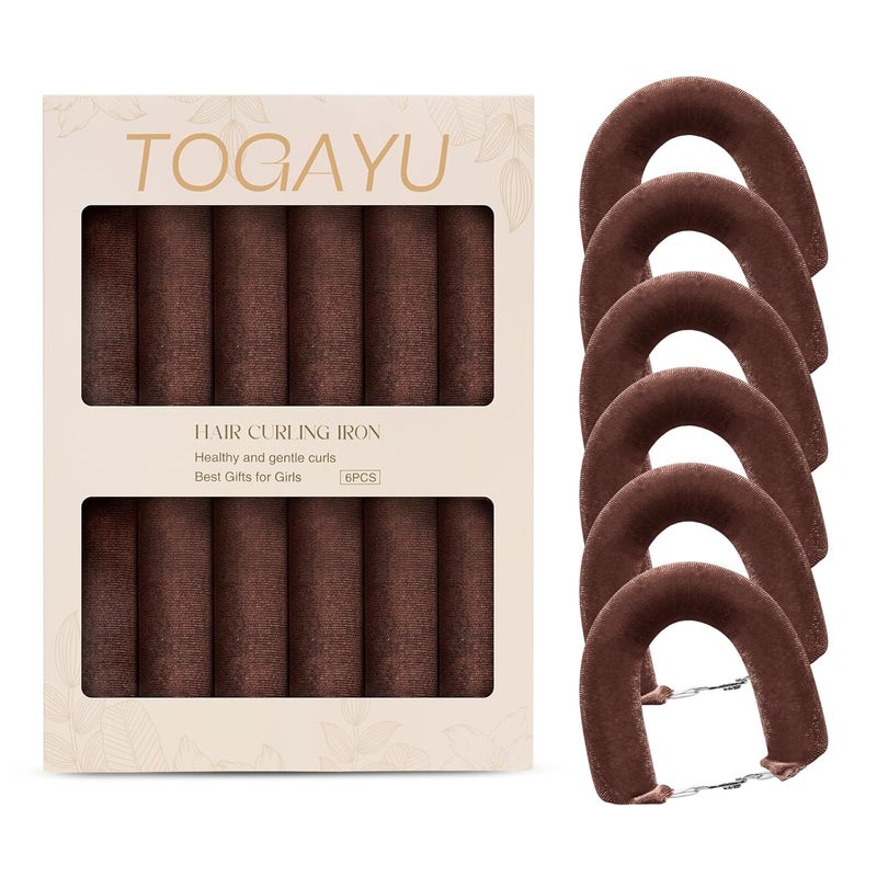 Togayu Heatless Curls Overnight Set - Jumbo Overnight Hair Curlers to Sleep In, Soft Velvet Hair Rollers for Women, No Damage Curls Styling Tools 6pcs - Image 1
